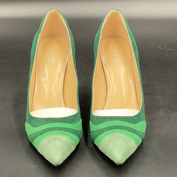 FOWT Shoes Fowt Mint Green High Heel Pointed Toe Pump Suede Rainbow